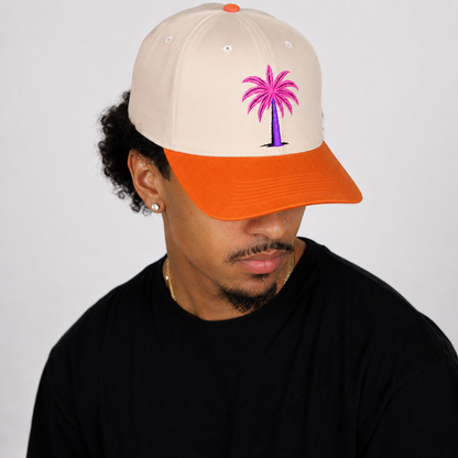 AyitiWear Sunset Palm Baseball Cap – Cream & Orange
