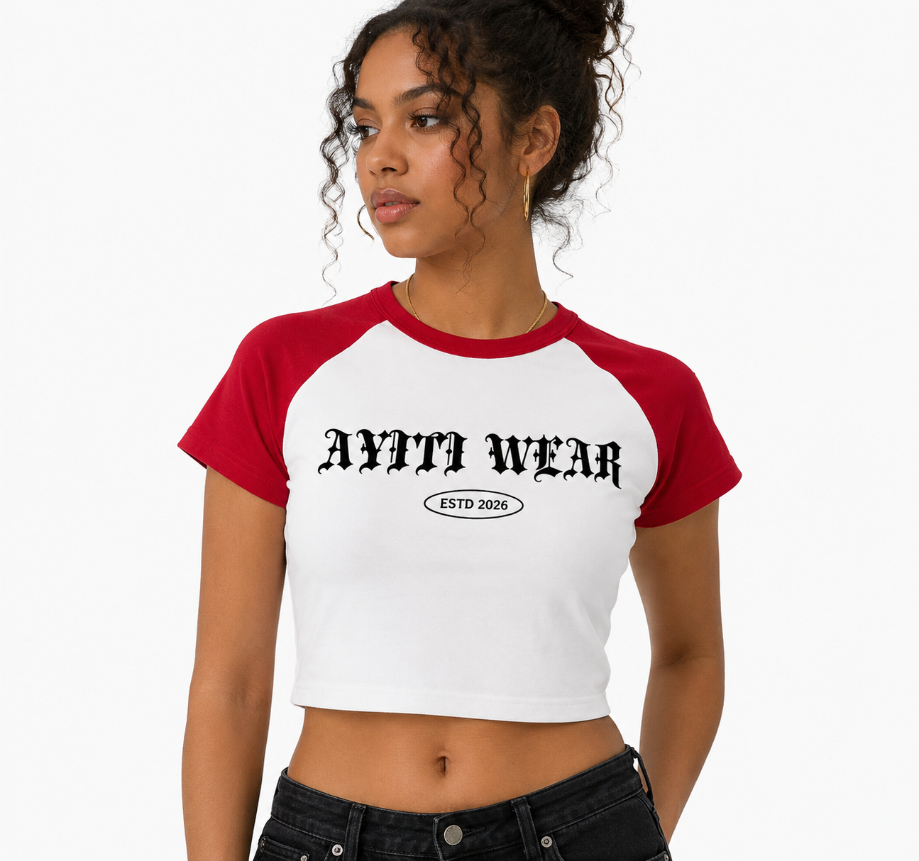 RED AYITIWEAR ESTD 2026 Crop Top