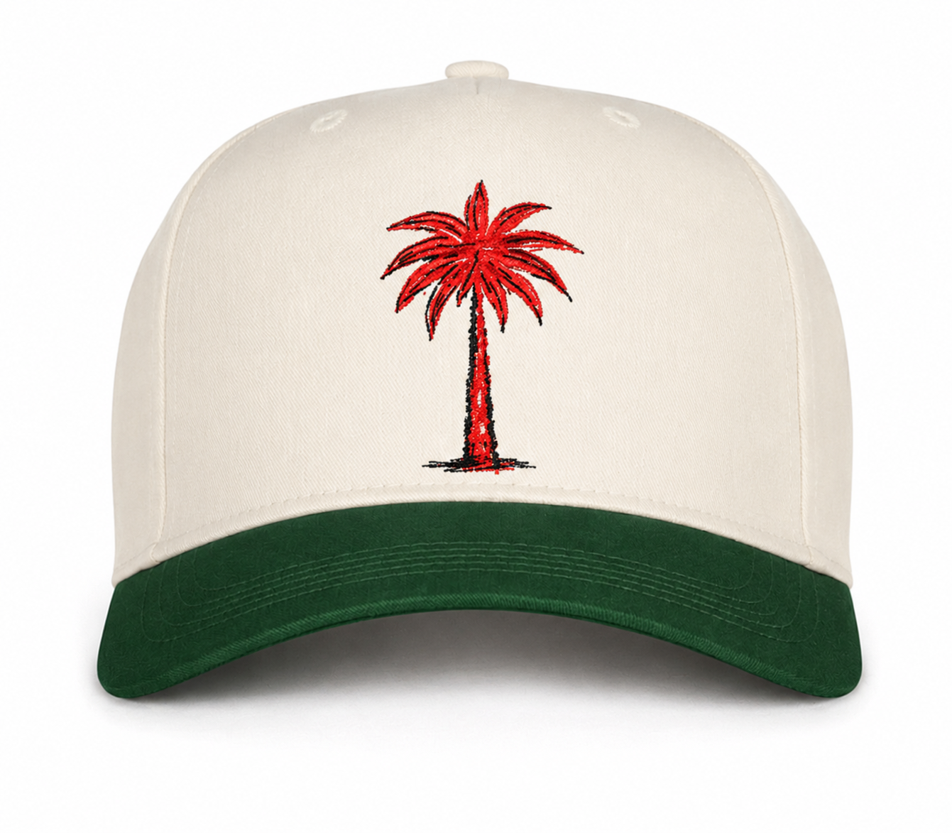 AyitiWear Palm Baseball Cap – Cream & Forest Green