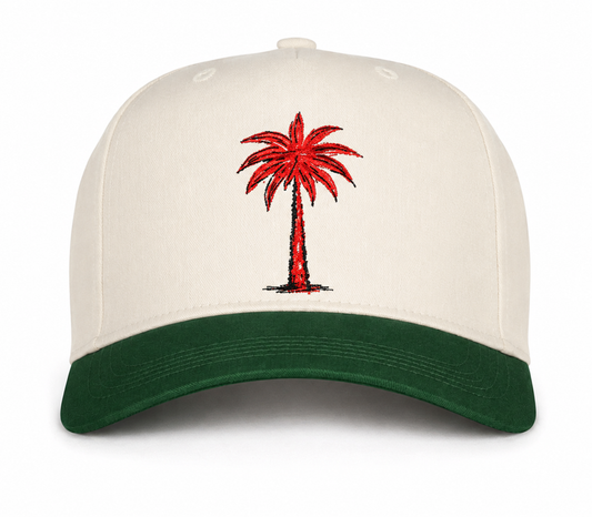 AyitiWear Palm Baseball Cap – Cream & Forest Green