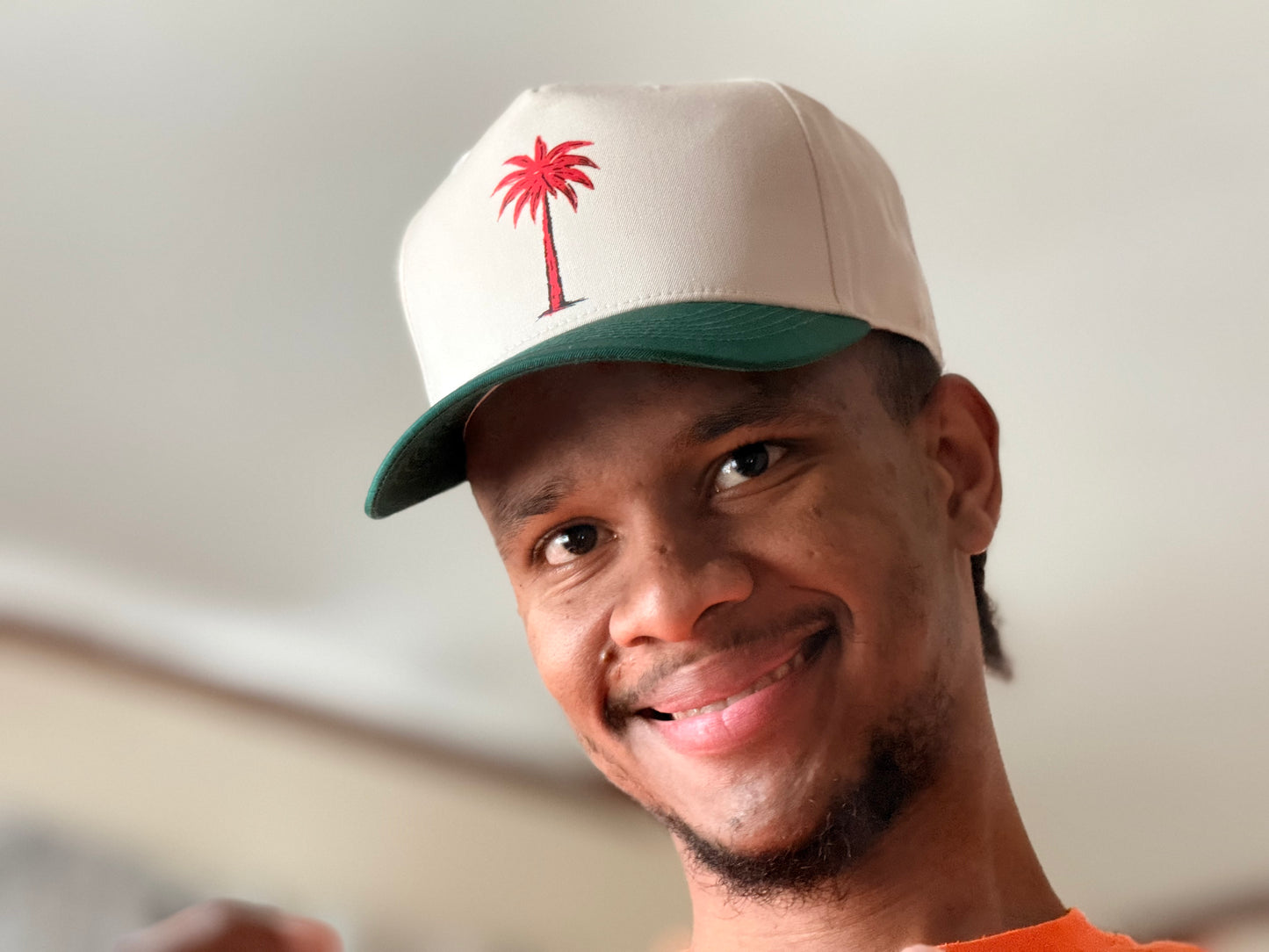AyitiWear Palm Baseball Cap – Cream & Forest Green